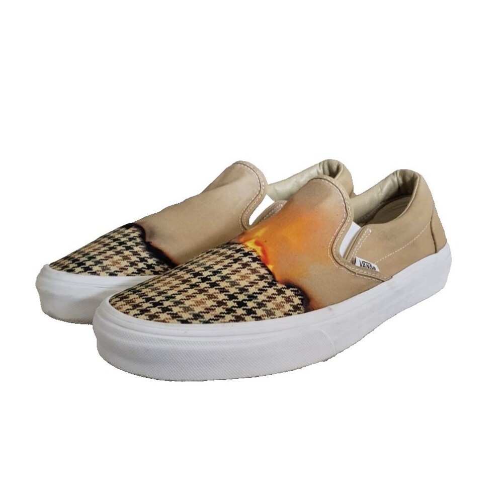 Vans Khak Slip On Burn Graphic Men’s Size 8.5 Women’s Size 10